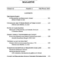 The Pennsylvania Genealogical Magazine, Vol 42, No 2, Title and Contents