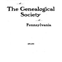 Publications of the Genealogical Society of Pennsylvania, Vol 8, No 3, Title and Contents