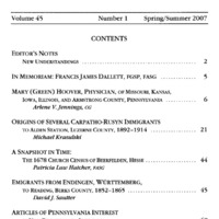 Volume 45, No 1 Contents