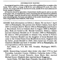 Information Wanted
