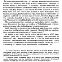Notes on Caleb Ransted Merchant of Philadelphia and Cheshire, England