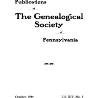 Publications of the Genealogical Society of Pennsylvania, Vol 14, No 3, Title and Contents