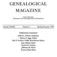 The Pennsylvania Genealogical Magazine, Vol 39, No 1, Title and Contents