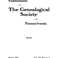 Publications of the Genealogical Society of Pennsylvania, Vol 14, No 2, Title and Contents