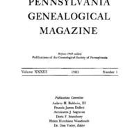 The Pennsylvania Genealogical Magazine, Vol 33, No 1, Title and Contents