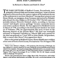 Henry Hinish: Pioneer of Bedford County, Pennsylvania, and his Children