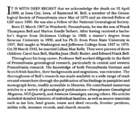 In Memoriam, Raymond Martin Bell, FGSP
