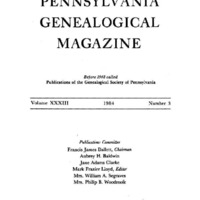 The Pennsylvania Genealogical Magazine, Vol 33, No 3, Title and Contents