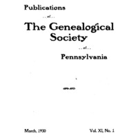 Publications of the Genealogical Society of Pennsylvania, Vol 11, No 1, Title and Contents