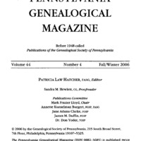 The Pennsylvania Genealogical Magazine, Vol 44, No 4, Title and Contents