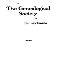 Publications of the Genealogical Society of Pennsylvania, Vol 8, No 2, Title and Contents