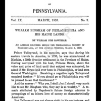 William Bingham of Philadelphia and his Maine Lands