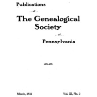 Publications of the Genealogical Society of Pennsylvania, Vol 11, No 2, Title and Contents
