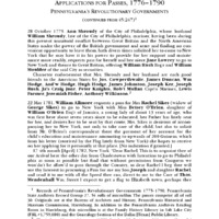 Applications for Passes, 1776-1790, Pennsylvania's Revolutionary Governments