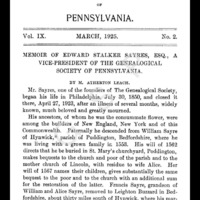 Memoir of Edward Stalker Sayres, Esq., a Vice-President of the Genealogical Society of Pennsylvania