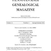 The Pennsylvania Genealogical Magazine, Vol 43, No 3, Title and Contents