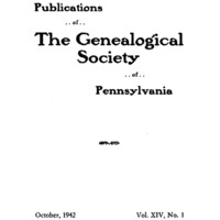 Publications of the Genealogical Society of Pennsylvania, Vol 14, No 1, Title and Contents