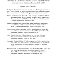 Machpelah Cemetery- Miscellaneous Death Notices (Primarily From) The Public Ledger 1940s-1880s
