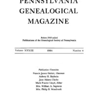 The Pennsylvania Genealogical Magazine, Vol 33, No 4, Title and Contents