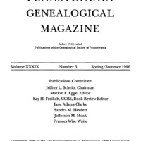 The Pennsylvania Genealogical Magazine, Vol 39, No 3, Title and Contents