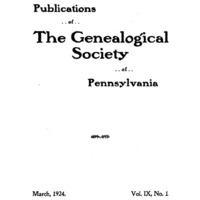 Publications of the Genealogical Society of Pennsylvania, Vol 9, No 1, Title and Contents