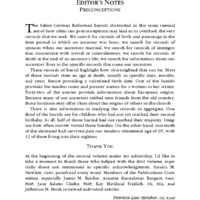 Editor's Notes, Preconceptions