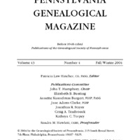 The Pennsylvania Genealogical Magazine, Vol 43, No 4, Title and Contents