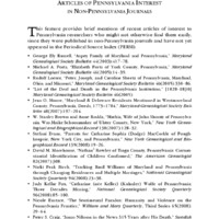 Articles of Pennsylvania Interest in Non-Pennsylvania Journals